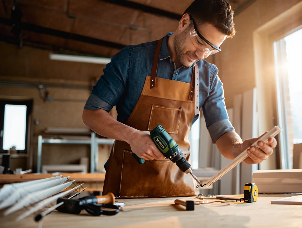 Craftsman working on custom blind assembly
