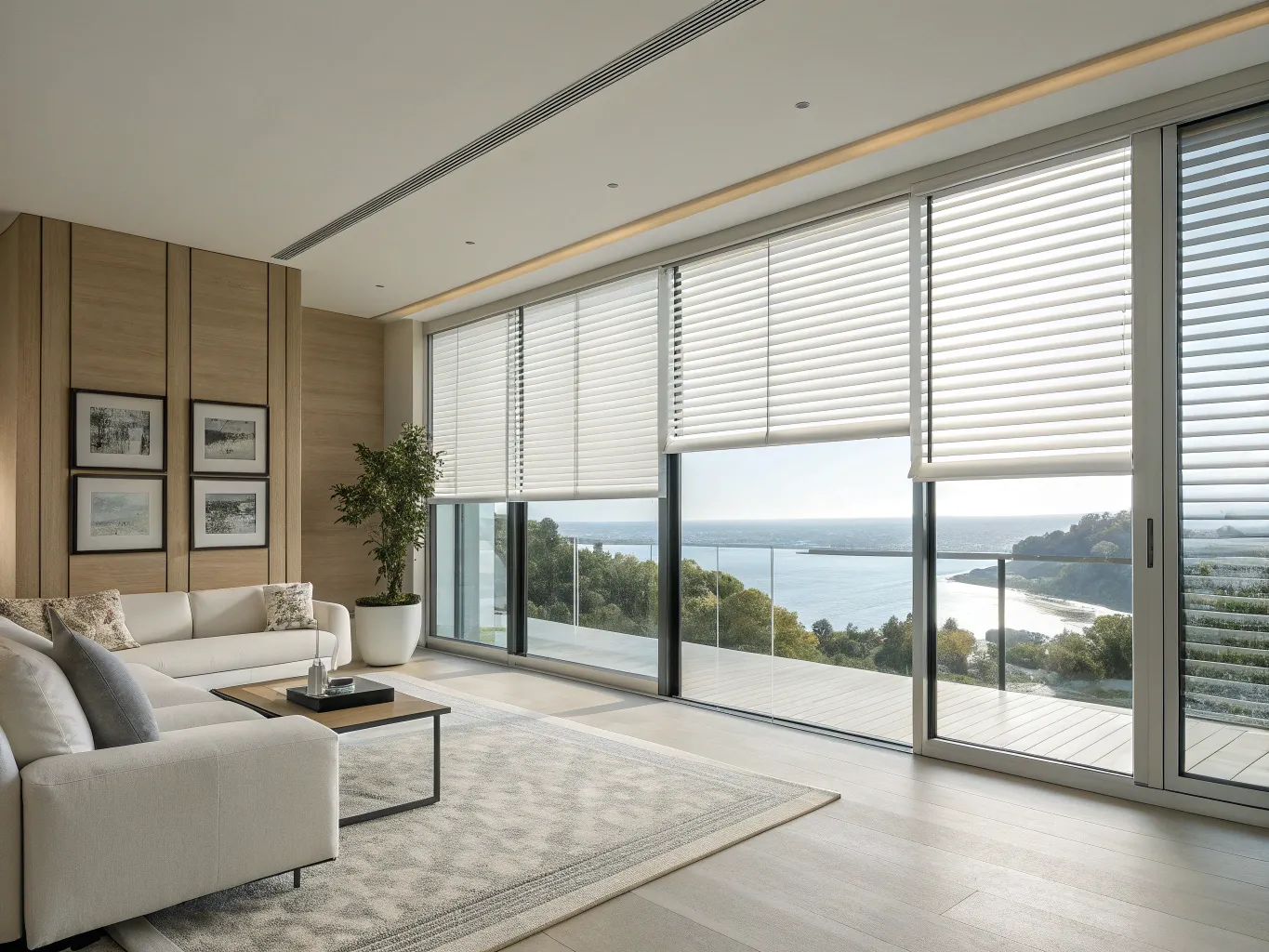 Completed custom blind installation in modern interior